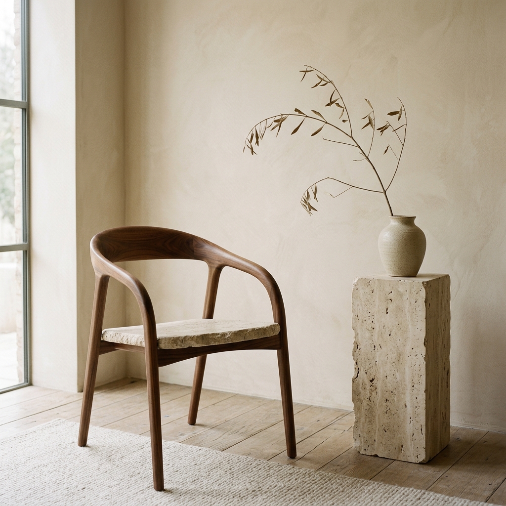 Curated neutral interior details showing design aesthetic